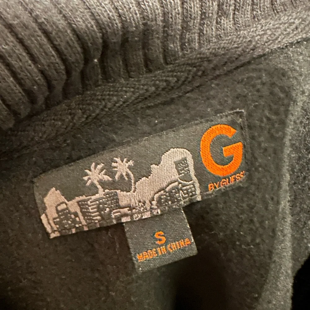 Guess button down sweater with zipper, black, size small, worn twice